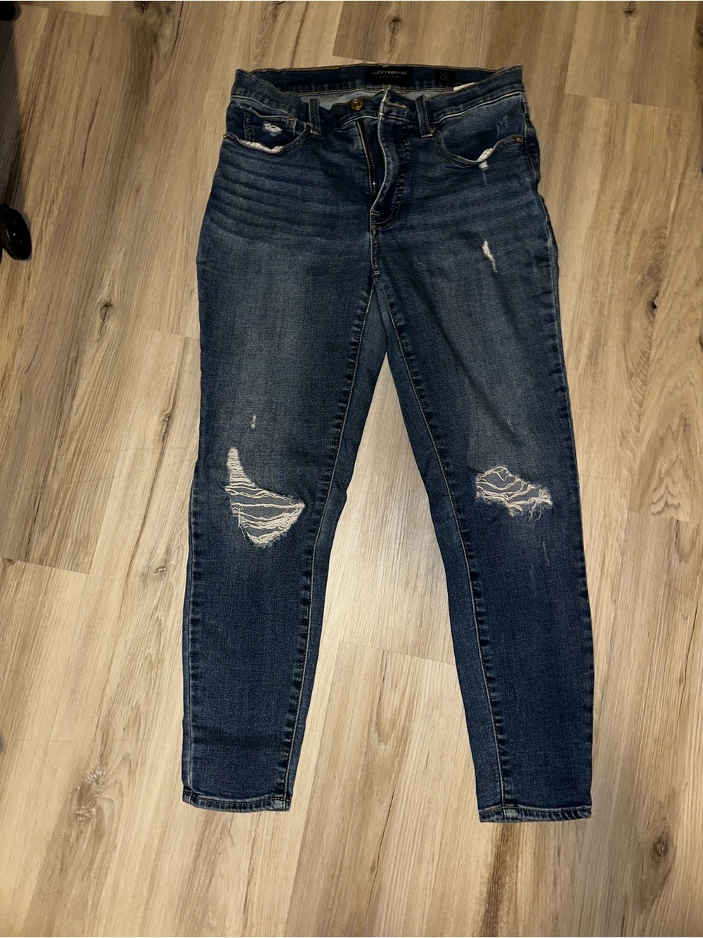 Lucky Brand Women's Dark Blue Distressed Skinny Jeans